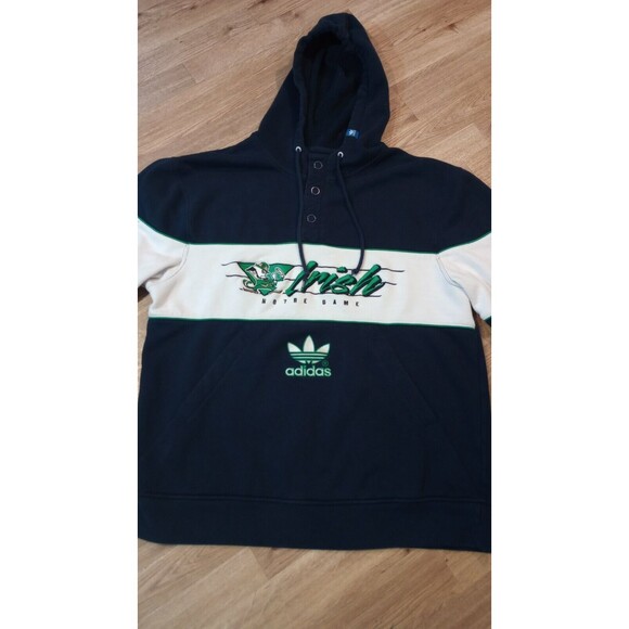 Adidas Notre Dame Fighting Irish Hoodie Mens Extra Large Henley Sweatshirt Leaf - Picture 2 of 16